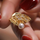 Bowknot Brooch With Natural White Pearl, Alloy Handmade Pearl Golden Carved Brooch, Moissanite Brooch, Anniversary Gift Idea, Gift for Mom Etsy