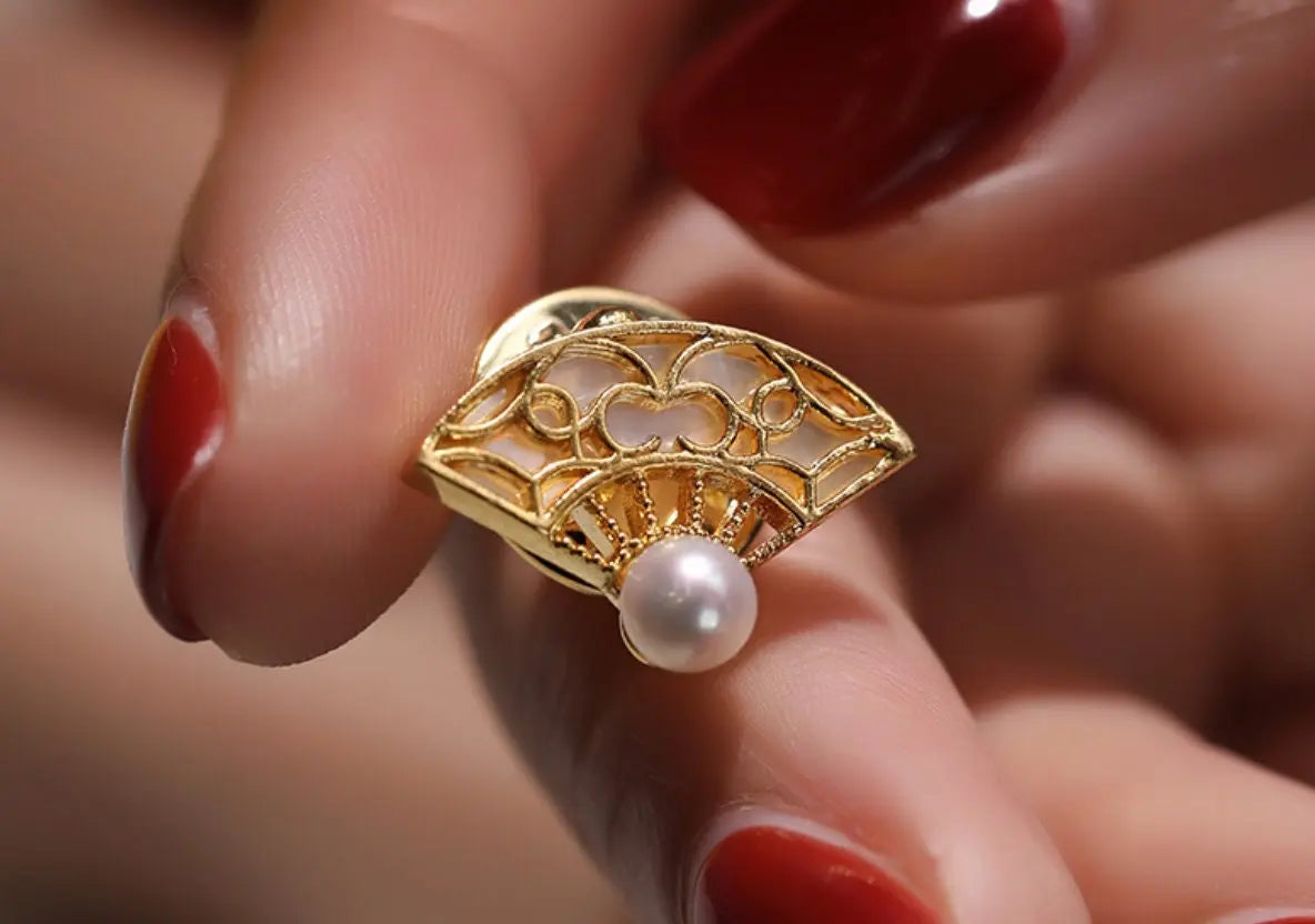 Bowknot Brooch With Natural White Pearl, Alloy Handmade Pearl Golden Carved Brooch, Moissanite Brooch, Anniversary Gift Idea, Gift for Mom Etsy