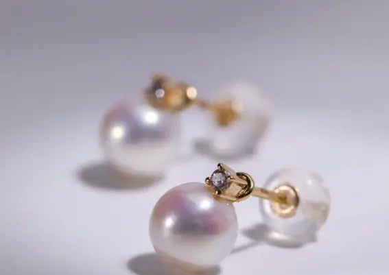 Natural High Luster White Pink Pearl Earrings, Handmade 18k Solid Yellow Gold 2 in 1 Earrings, Anniversary Gift Idea for Her Etsy