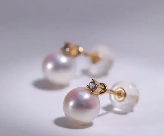 Natural High Luster White Pink Pearl Earrings, Handmade 18k Solid Yellow Gold 2 in 1 Earrings, Anniversary Gift Idea for Her Etsy