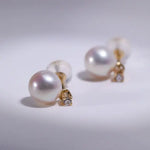 Natural High Luster White Pink Pearl Earrings, Handmade 18k Solid Yellow Gold 2 in 1 Earrings, Anniversary Gift Idea for Her Etsy