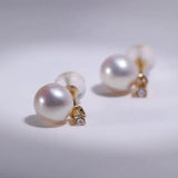 Natural High Luster White Pink Pearl Earrings, Handmade 18k Solid Yellow Gold 2 in 1 Earrings, Anniversary Gift Idea for Her Etsy