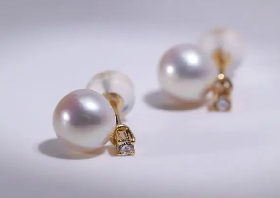 Natural High Luster White Pink Pearl Earrings, Handmade 18k Solid Yellow Gold 2 in 1 Earrings, Anniversary Gift Idea for Her Etsy