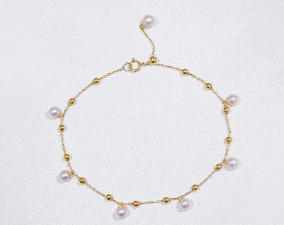 18k Yellow Gold Natural High Luster Pearl Bracelets, Handmade Pearl Bracelets, Seawater Pearl Bracelets, Anniversary Gift Idea Etsy