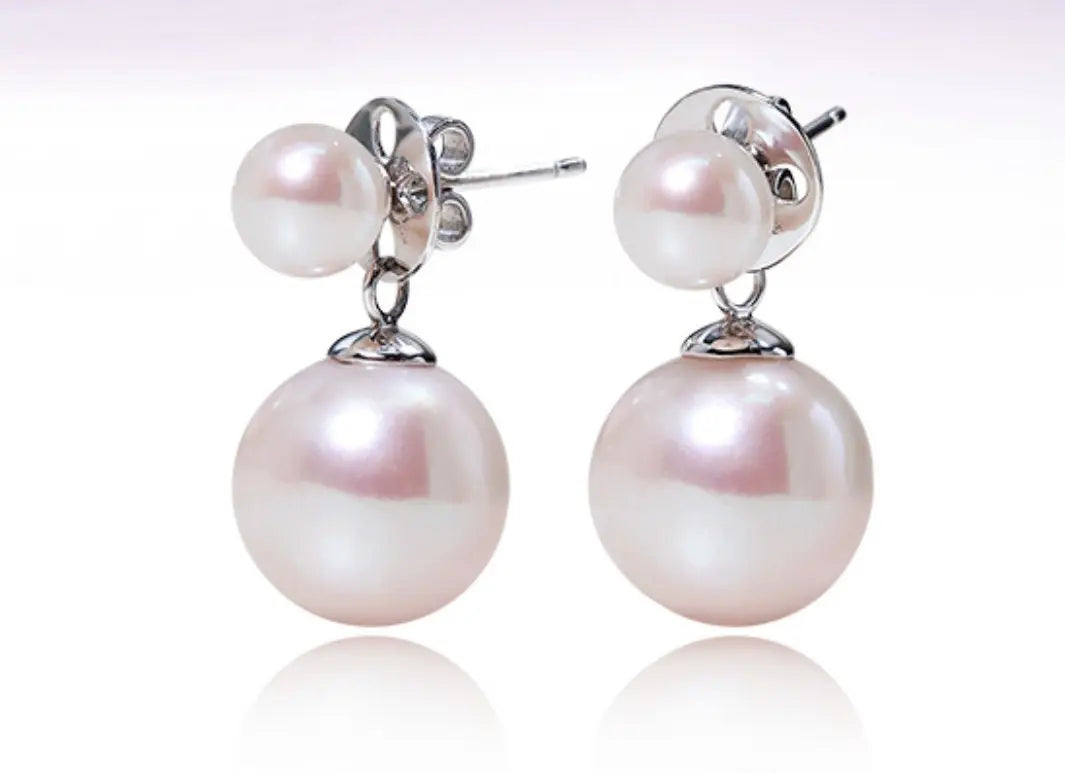 12mm High Luster Pearl Earrings - 12mm Pink White Silver 925 Etsy