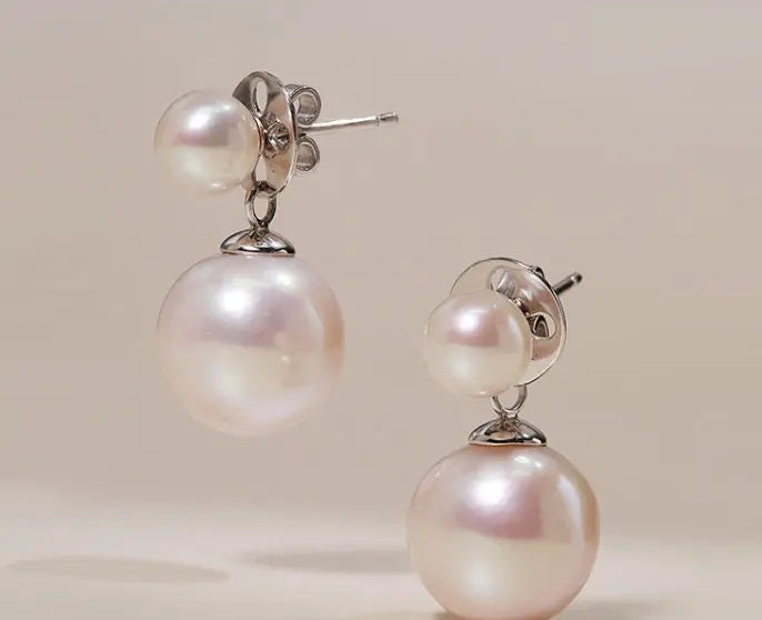 12mm High Luster Pearl Earrings - 12mm Pink White Silver 925 Etsy