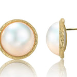 20mm Natural Mabe Pearl Earrings 18K Yellow Gold Etsy