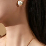 20mm Natural Mabe Pearl Earrings in 18K Yellow Gold - Elegant Carved Akoya Pearl Design Etsy