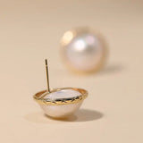 20mm Natural Mabe Pearl Earrings in 18K Yellow Gold - Elegant Carved Akoya Pearl Design Etsy