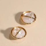 20mm Natural Mabe Pearl Earrings in 18K Yellow Gold - Elegant Carved Akoya Pearl Design Etsy