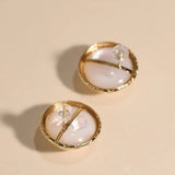 20mm Natural Mabe Pearl Earrings 18K Yellow Gold Etsy
