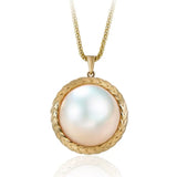 25mm Natural Mabe Pearl Necklace, 18k Solid Yellow Gold Handmade Carved Necklace, Akoya Pearl Earrings, Anniersary Gift for Mom Gift for Her Etsy