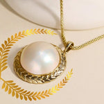 25mm Natural Mabe Pearl Necklace, 18k Solid Yellow Gold Handmade Carved Necklace, Akoya Pearl Earrings, Anniersary Gift for Mom Gift for Her Etsy