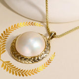 25mm Natural Mabe Pearl Necklace, 18k Solid Yellow Gold Handmade Carved Necklace, Akoya Pearl Earrings, Anniersary Gift for Mom Gift for Her Etsy