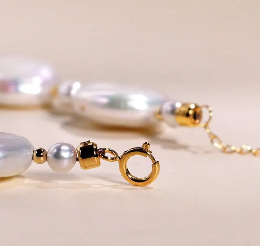 Natural High Luster Baroque Pearl Bracelets, 18k Yellow Gold Bracelets, White Pink Pearl Bracelets, Anniversary Gift Idea for Her Etsy