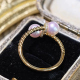 AAA+ Akoya Pearl 6mm Ring, 18K Yellow Gold Twisted Ring, Open Ring Etsy