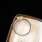 Colombia Emerald & White Diamond 18K Solid Yellow Gold Ring, Handmade Two Tone Gold Ring, Promise Ring, Retro Jewelry, Concise Style - LaCorserArtJewelry