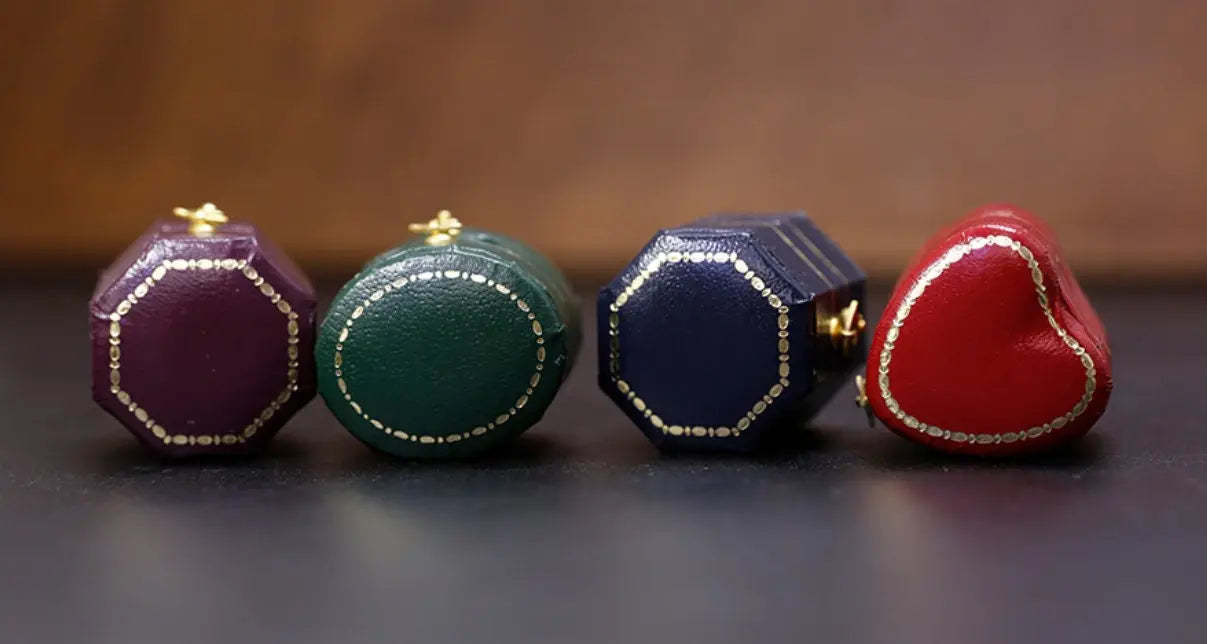 4 Colors | Red Octagon Hexagon Oval Leather Ring Box Handmade from ...