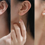 18K Gold Akoya Pearl Earrings, Minimalist Drop Design Etsy
