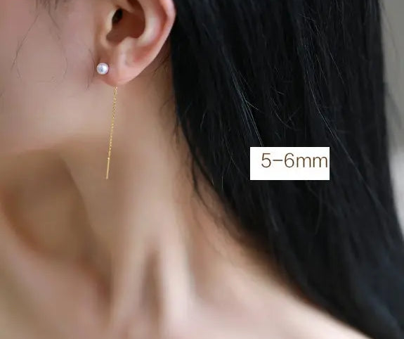 18K Gold Akoya Pearl Earrings, Minimalist Drop Design Etsy