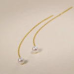 18K Gold Akoya Pearl Earrings, Minimalist Drop Design Etsy