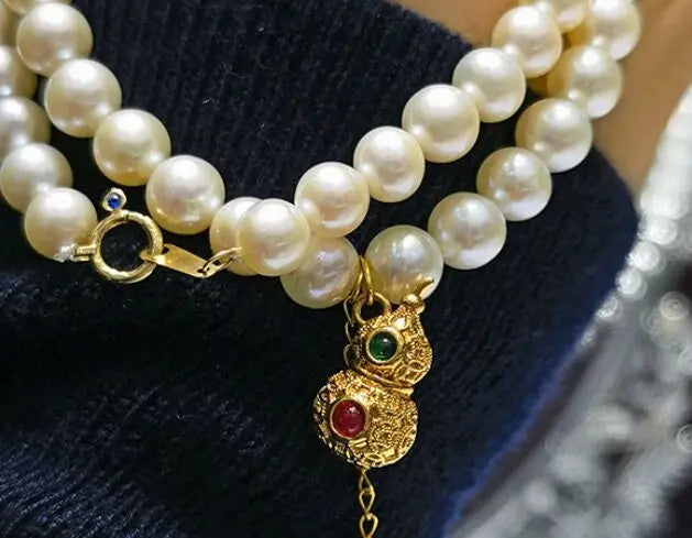AAA Luster Pearl Gourd Choker - 18K Gold Pearl Strand Etsy