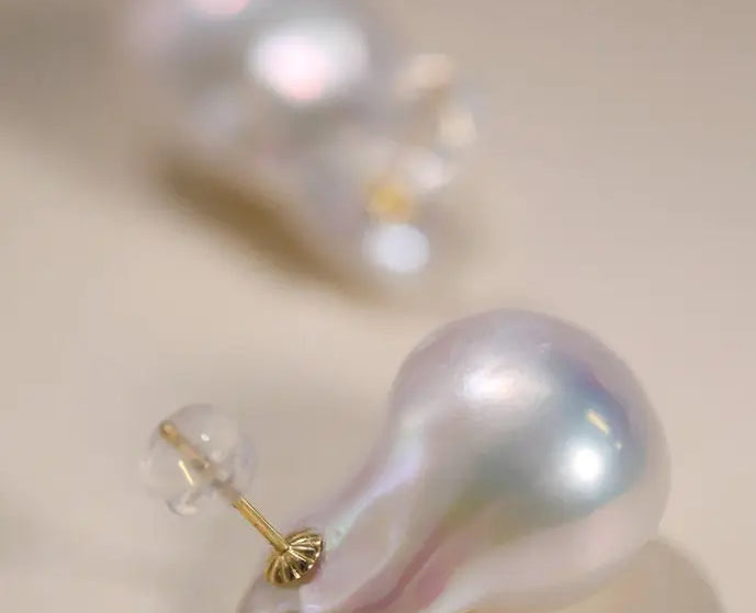 Minimalist Natural High Luster Baroque Pearl Earrings, 18k Yellow Gold Earrings Handmade, Freshwater Pearl Earrings Gift for Her Etsy