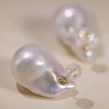 Minimalist Natural High Luster Baroque Pearl Earrings, 18k Yellow Gold Earrings Handmade, Freshwater Pearl Earrings Gift for Her Etsy