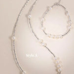 Natural Beaded Pearl Jewelry Set, Natural High Luster White Pearl Necklace & Bracelets, Silver 925 Handmade Bracelets, Anniversary Gift Idea Etsy