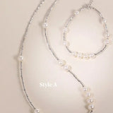 Natural High Luster White Pearl Necklace & Bracelets, Handmade Beaded Pearl Jewelry Set, Sterling Silver Pearls Jewelry Etsy
