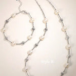 Natural Beaded Pearl Jewelry Set, Natural High Luster White Pearl Necklace & Bracelets, Silver 925 Handmade Bracelets, Anniversary Gift Idea Etsy