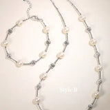 Natural High Luster White Pearl Necklace & Bracelets, Handmade Beaded Pearl Jewelry Set, Sterling Silver Pearls Jewelry Etsy