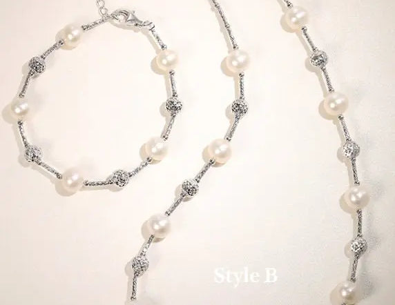 Natural High Luster White Pearl Necklace & Bracelets, Handmade Beaded Pearl Jewelry Set, Sterling Silver Pearls Jewelry Etsy