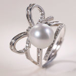 Bowknot Pearl Ring Natural South Sea White Pearl Ring, Silver 925 Ring, Valentine's Day Gift Idea for Her, Pearl Wedding Ring Etsy