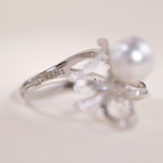 Bowknot Pearl Ring Natural South Sea White Pearl Ring, Silver 925 Ring, Valentine's Day Gift Idea for Her, Pearl Wedding Ring Etsy