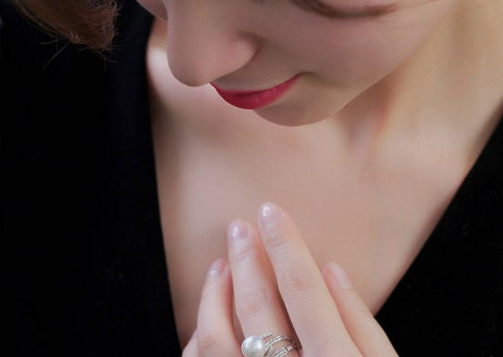 Bowknot Pearl Ring Natural South Sea White Pearl Ring, Silver 925 Ring, Valentine's Day Gift Idea for Her, Pearl Wedding Ring Etsy