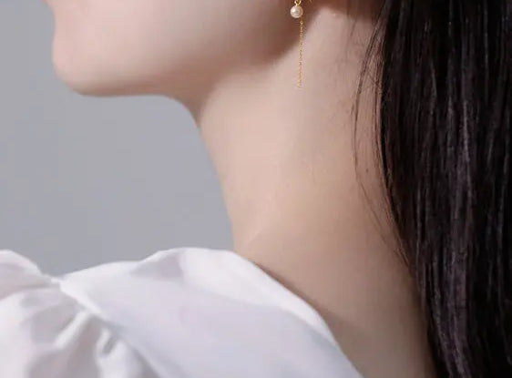 18K Yellow Gold Akoya Pearl Earrings, Minimalist Hook Design Etsy