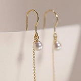18K Yellow Gold Akoya Pearl Earrings, Minimalist Hook Design Etsy