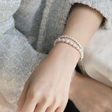 Double Layer Bracelets, Natural Baroque Pearl Bracelets, Silver 925 Beaded Bracelets Etsy