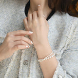 Double Layer Bracelets, Natural Baroque Pearl Bracelets, Silver 925 Beaded Bracelets Etsy