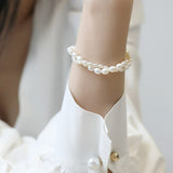 Double Layer Bracelets, Natural Baroque Pearl Bracelets, Silver 925 Beaded Bracelets Etsy
