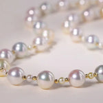 Superior Natural Colorful Akoya Pearl 3-9mm Necklace, 14k/18k Yellow Gold Pearl Handmade Necklace, Seawater Pearl, Anniversary Gift Idea Etsy