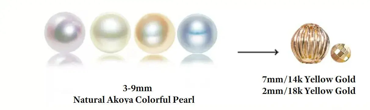 Superior Natural Colorful Akoya Pearl 3-9mm Necklace, 14k/18k Yellow Gold Pearl Handmade Necklace, Seawater Pearl, Anniversary Gift Idea Etsy