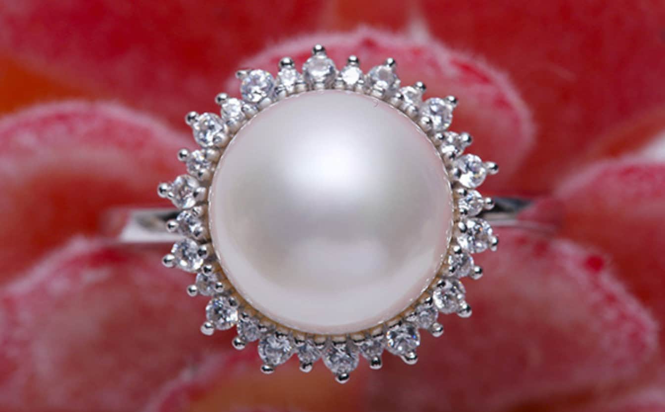 Pearl Flower Ring, Natural High Luster Pearl Ring, Silver 925 Handmade Ring, Halo Setting Ring, White Diamond Ring, Anniversary Gift Idea Etsy