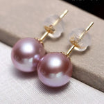 18k Solid Yellow Gold & Natural Purple Rose Tone Pearl Earrings, Handmade Stud Earrings, Anniversary Gift Idea, Edison Pearl Earrings Etsy