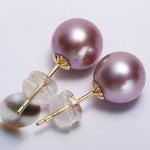 5A+ Natural Purple Rose Tone Pearl Earrings, 18k Solid Yellow Gold Stud Earrings, Anniversary Gift Idea for Her, Edison Pearl Earrings Etsy