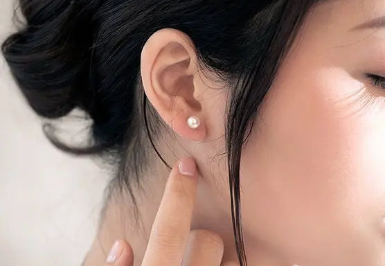 Superior Natural Purple Rose Tone Pearl Earrings, 18k Solid White Gold Stud Earrings, Anniversary Gift Idea for Her, Edison Pearl Earrings - LaCorserArtJewelry