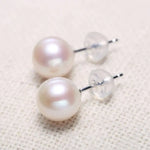 Natural White Pink Tone Pearl Earrings - 18K White Gold Studs Etsy