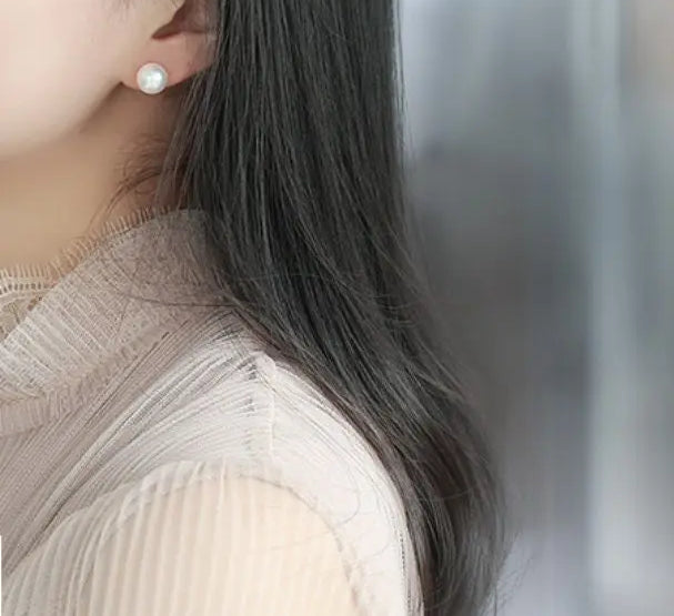 Natural White Pink Tone Pearl Earrings - 18K White Gold Studs Etsy
