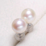 Superior Natural Purple Rose Tone Pearl Earrings, 18k Solid White Gold Stud Earrings, Anniversary Gift Idea for Her, Edison Pearl Earrings - LaCorserArtJewelry